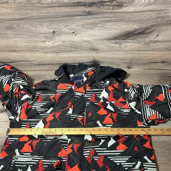 Scotch & Soda Amsterdams Blauw Hooded Geometric Bomber Jacket XL - Picture 10 of 11